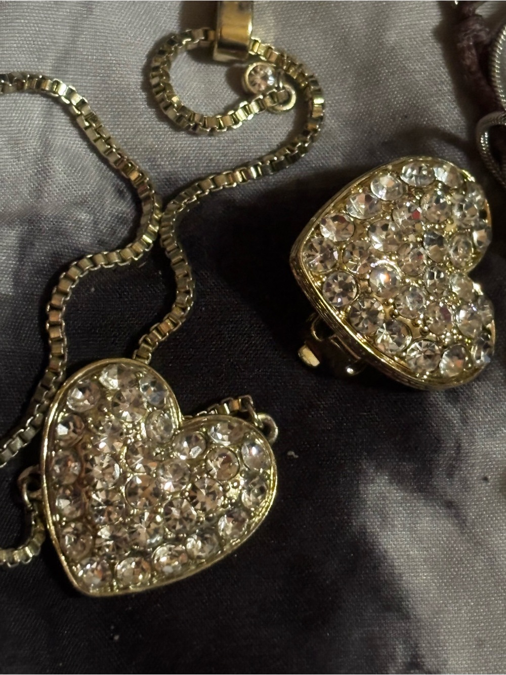 Heidi Daus Gold Heart Crystal Clip-On Earrings with Clear Stones